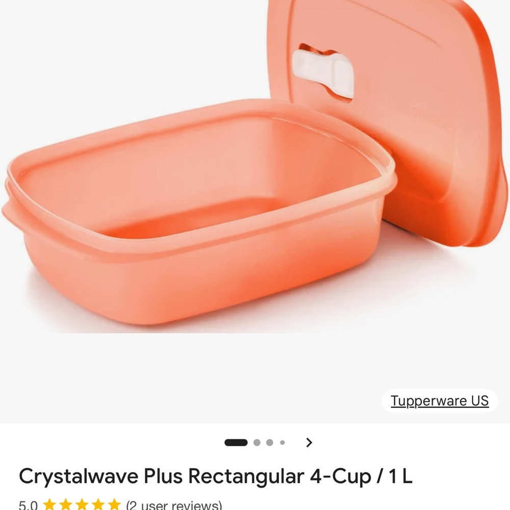 Tupperware Coral Rectangular Container - Picture 2 of 4
